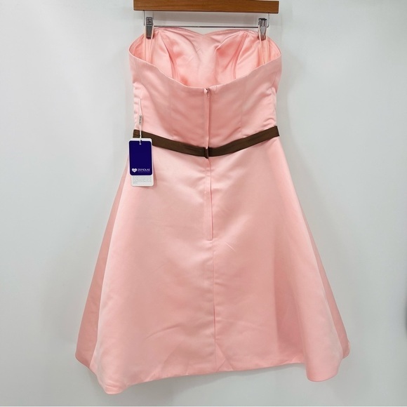 JJ’s House Wedding/Bridal/Special Occasion Sweetheart Dress Pink/Brown Bow Sz 10 - Picture 2 of 5